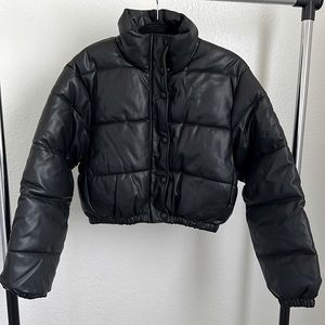 Zara Faux Leather Puffer Coat
